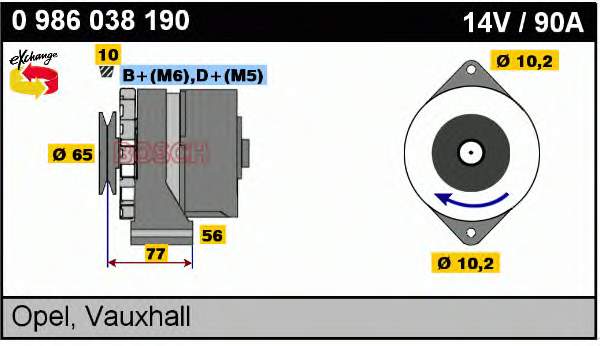 Alternador 0986038190 Bosch