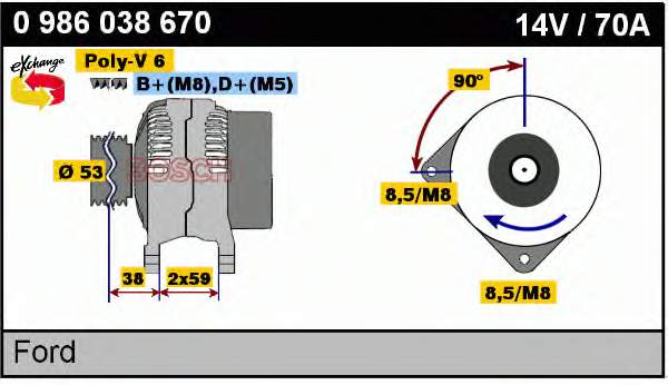 95VW10300AC Ford alternador