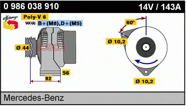 0986038910 Bosch alternador