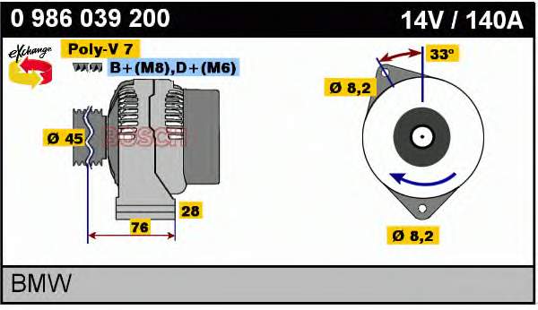 0986039200 Bosch alternador