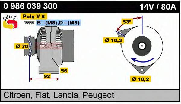 0986039300 Bosch alternador