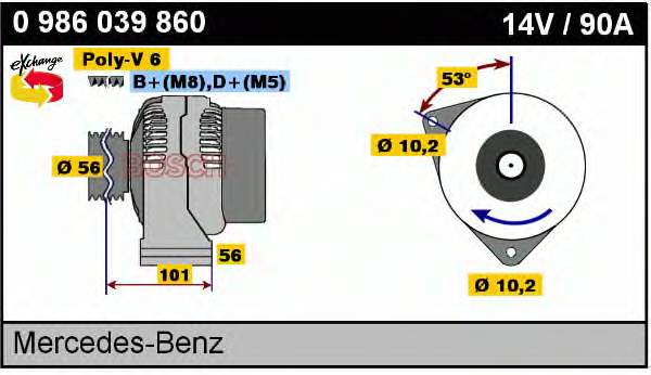 0 986 039 860 Bosch alternador