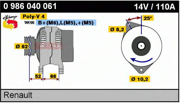 7701352304 Renault (RVI) alternador