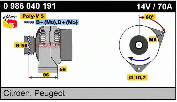 0986040191 Bosch alternador
