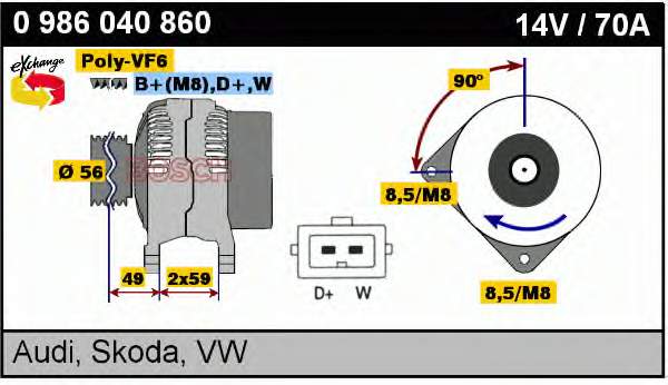 Alternador 0986040860 Bosch