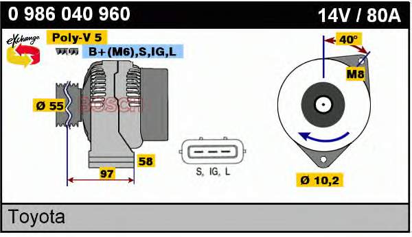 0986040960 Bosch alternador