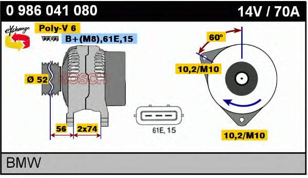 0986041080 Bosch alternador