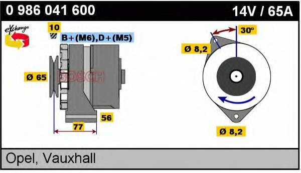 Alternador 0986041600 Bosch