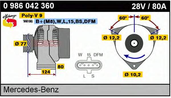 0986042360 Bosch alternador