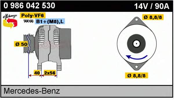 0 986 042 530 Bosch alternador