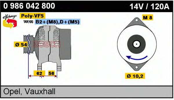 0986042800 Bosch alternador