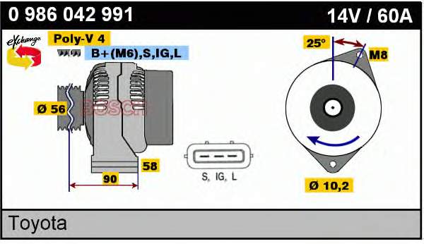 0986042991 Bosch alternador