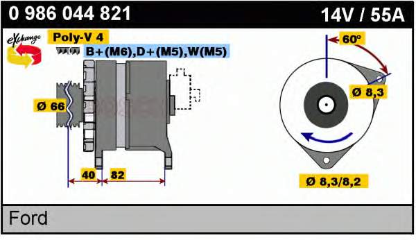 Alternador 0986044821 Bosch