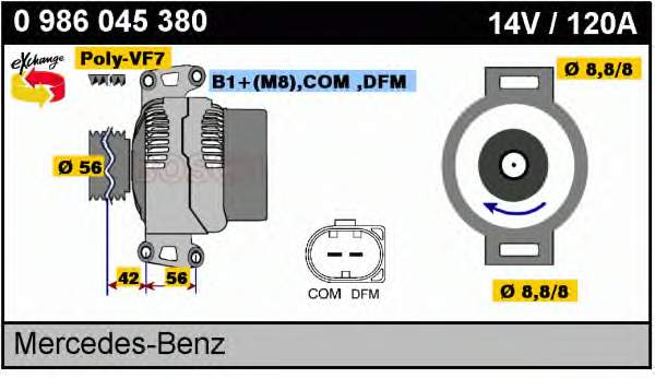 0 986 045 380 Bosch alternador