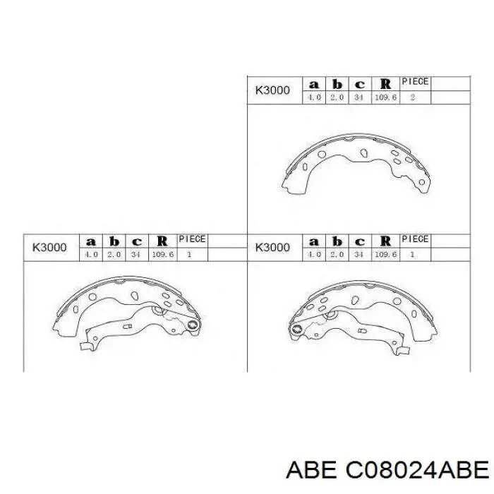 C08024ABE ABE zapatas de frenos de tambor traseras