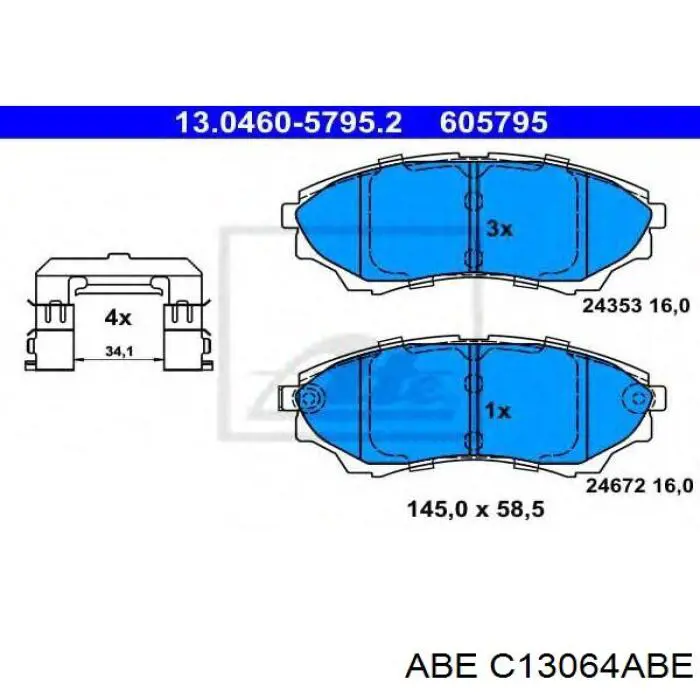 C13064ABE ABE pastillas de freno delanteras