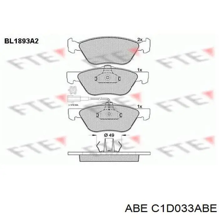 C1D033ABE ABE pastillas de freno delanteras