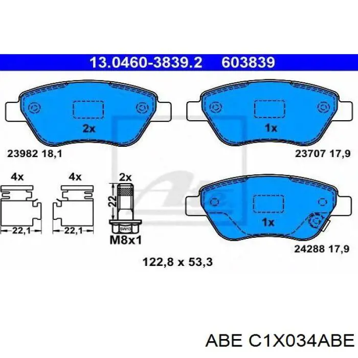 C1X034ABE ABE pastillas de freno delanteras