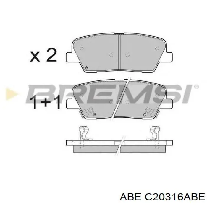 C20316ABE ABE pastillas de freno traseras