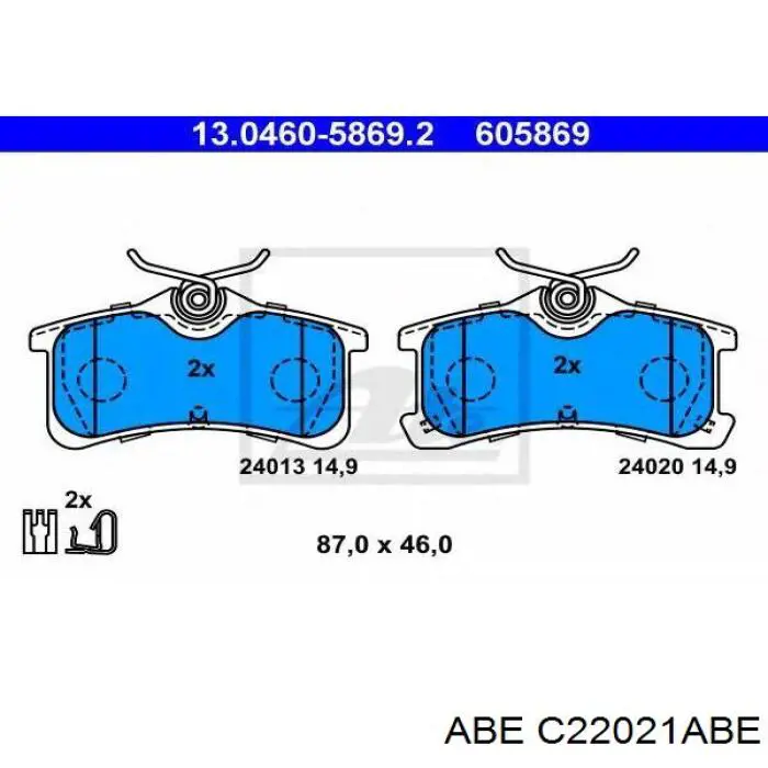 C22021ABE ABE pastillas de freno traseras