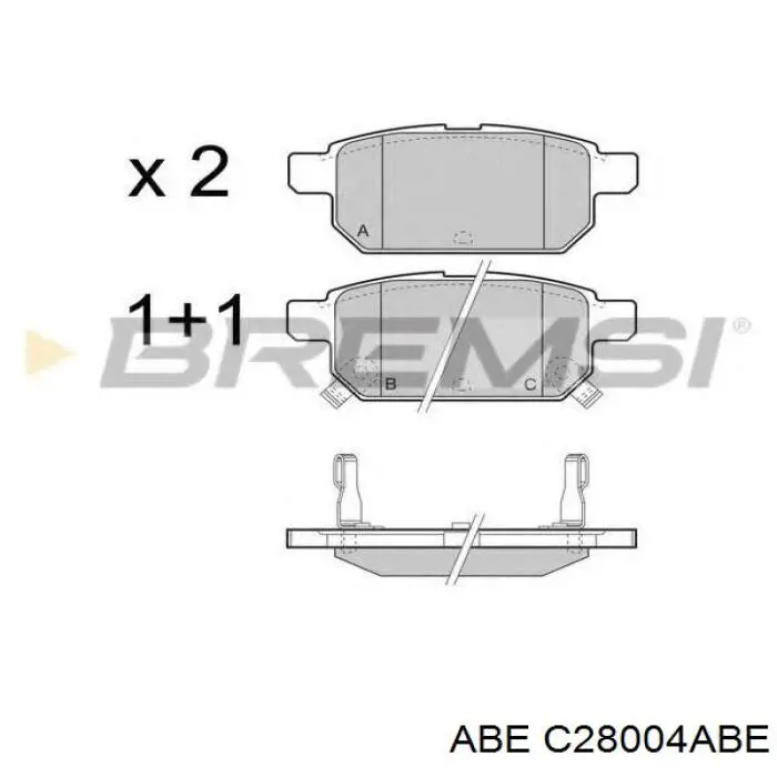 C28004ABE ABE pastillas de freno traseras