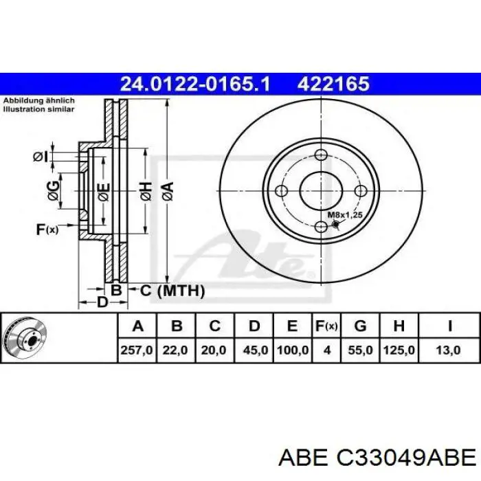 C33049ABE ABE freno de disco delantero