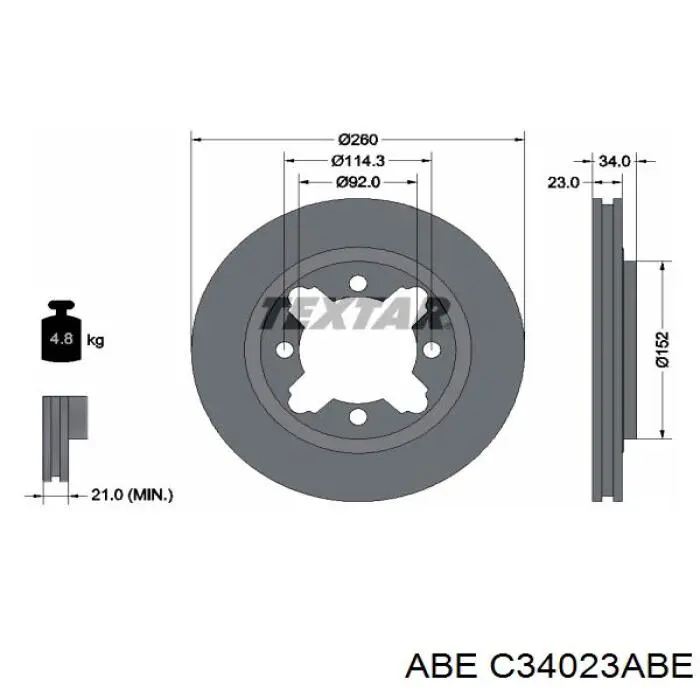 C34023ABE ABE freno de disco delantero