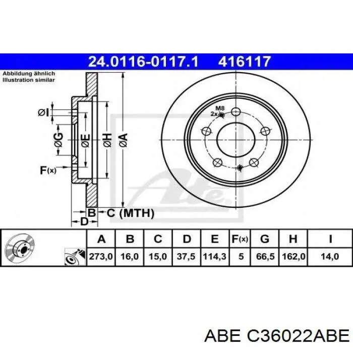 C36022ABE ABE freno de disco delantero