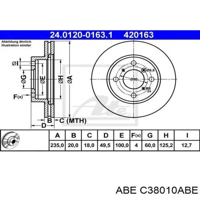 C38010ABE ABE freno de disco delantero