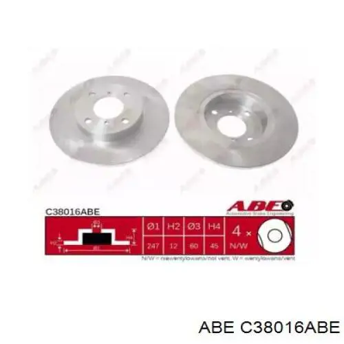 C38016ABE ABE freno de disco delantero