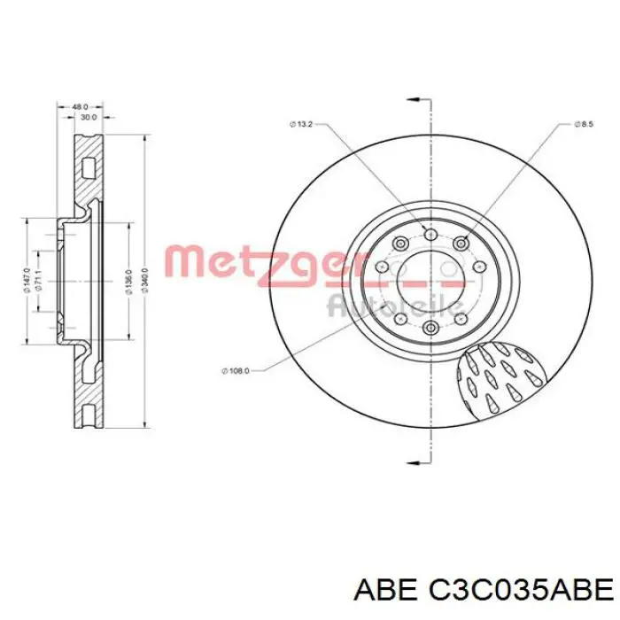C3C035ABE ABE freno de disco delantero