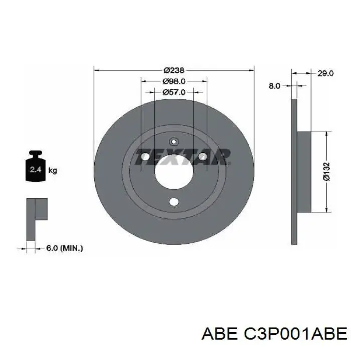 C3P001ABE ABE freno de disco delantero