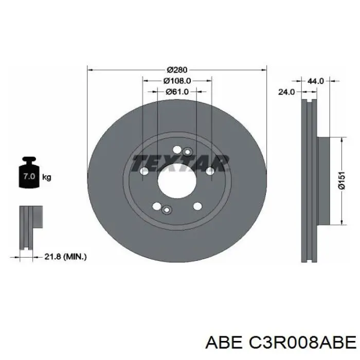 C3R008ABE ABE freno de disco delantero