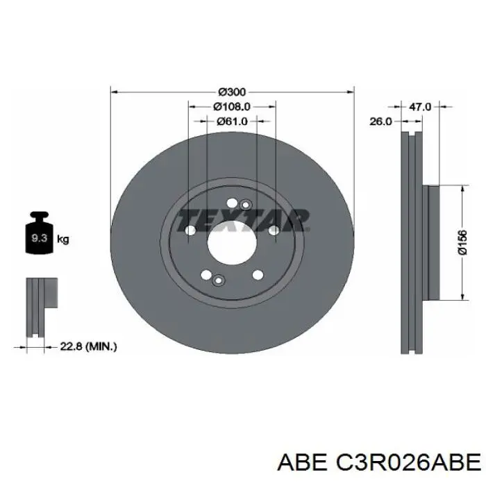 C3R026ABE ABE freno de disco delantero