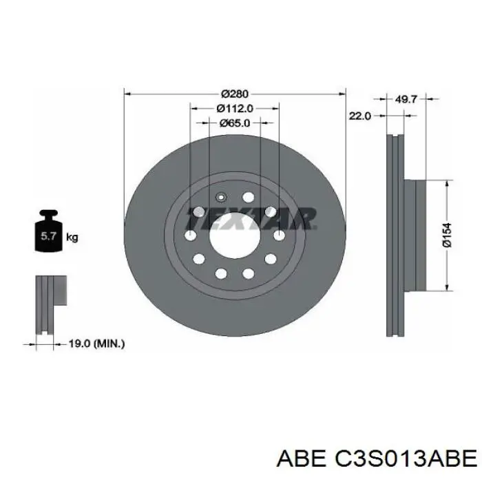 C3S013ABE ABE freno de disco delantero