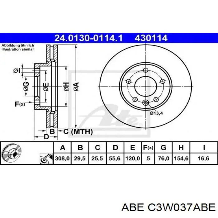 C3W037ABE ABE freno de disco delantero