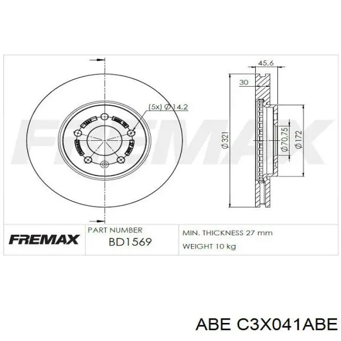 C3X041ABE ABE freno de disco delantero