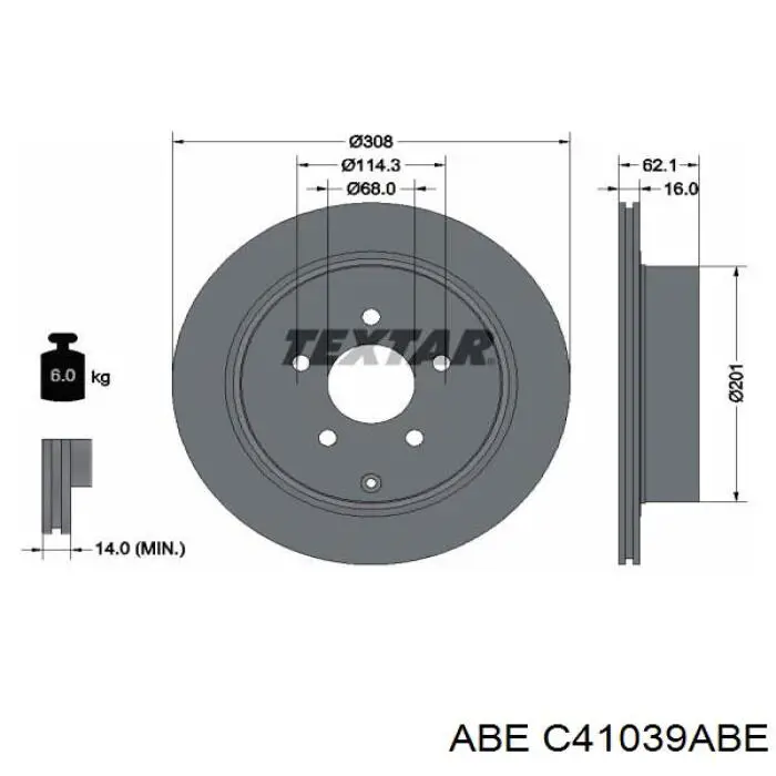 C41039ABE ABE disco de freno trasero