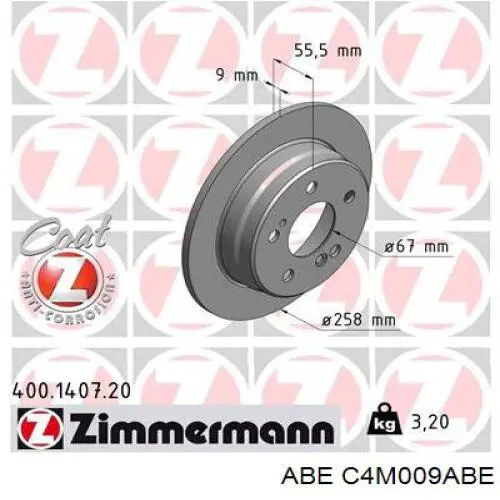 C4M009ABE ABE disco de freno trasero