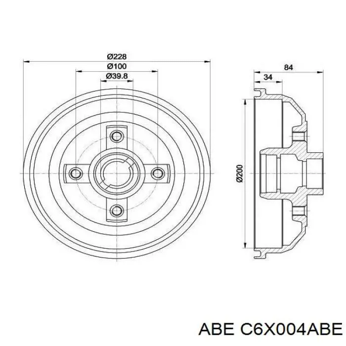 C6X004ABE ABE freno de tambor trasero