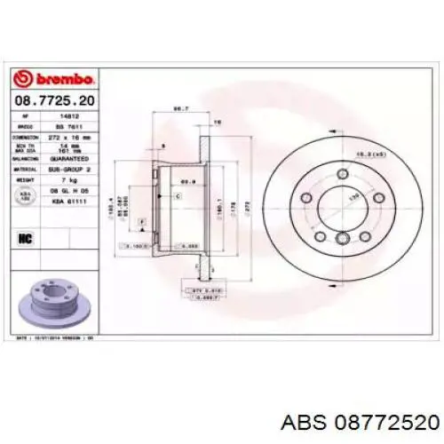 K05103603AB Fiat/Alfa/Lancia disco de freno trasero