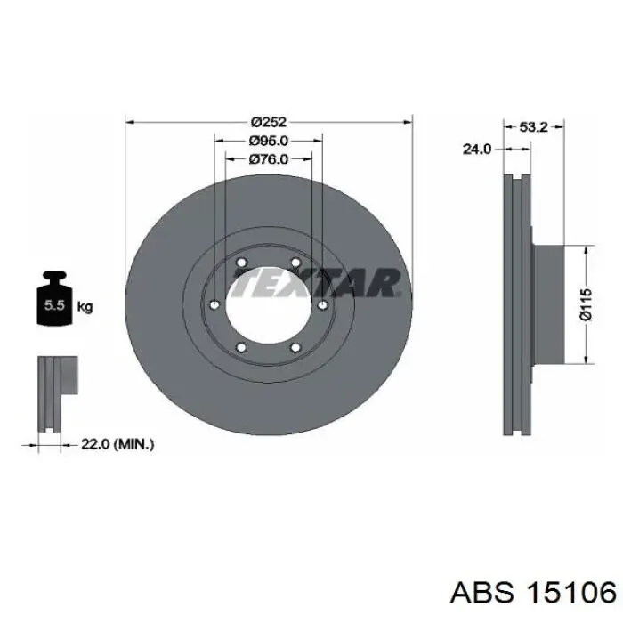 15106 ABS freno de disco delantero