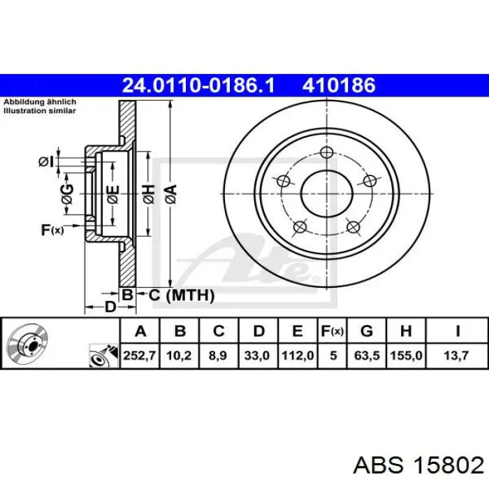 15802 ABS disco de freno trasero