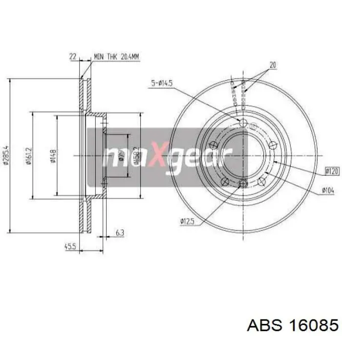 16085 ABS freno de disco delantero