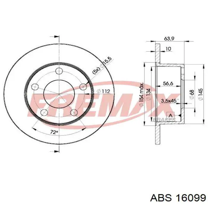 16099 ABS disco de freno trasero