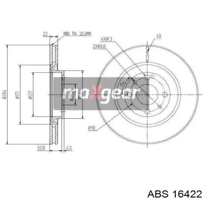 16422 ABS freno de disco delantero