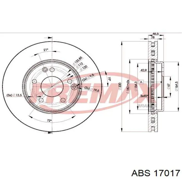 17017 ABS freno de disco delantero