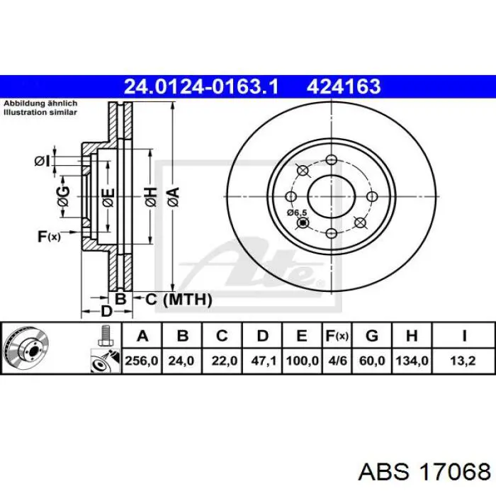 17068 ABS freno de disco delantero