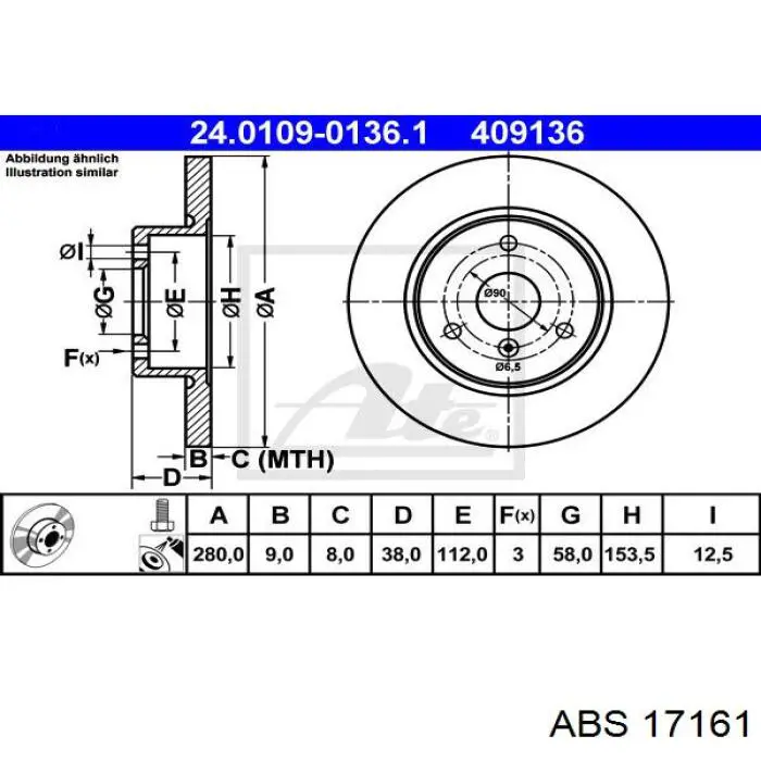 17161 ABS freno de disco delantero