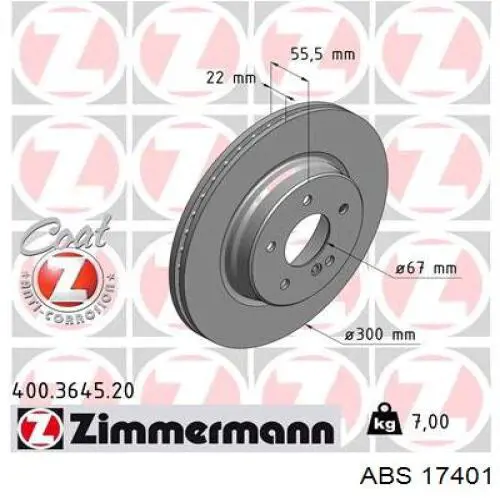 17401 ABS disco de freno trasero